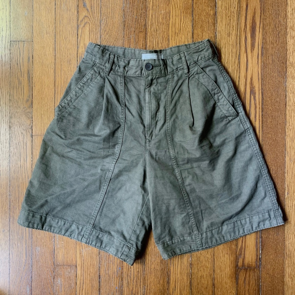 Everlane Tourist Short, High-Waisted, Cotton-Linen, Green, W size 00, NWOT